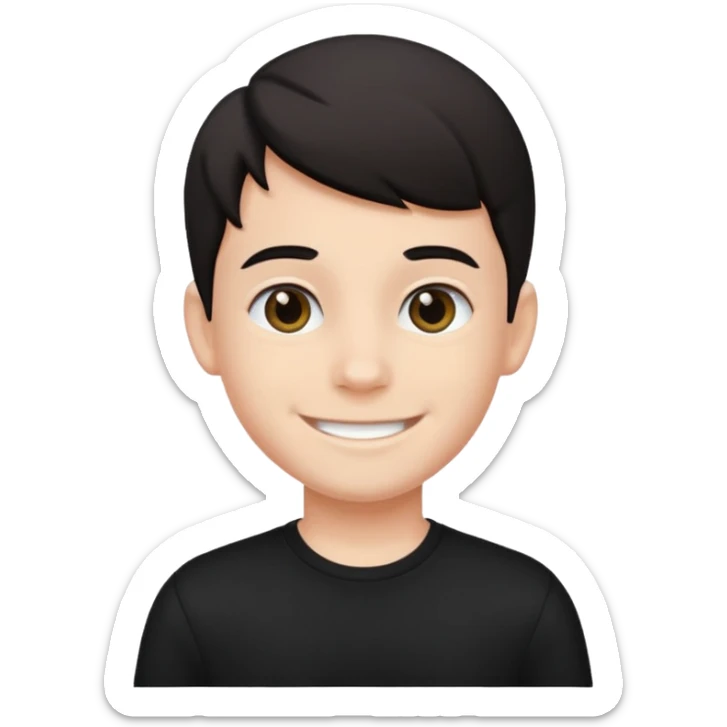 Maktab yonida kulib turgan qora kiyimdagi bola emojisini chiqarib ber sticker