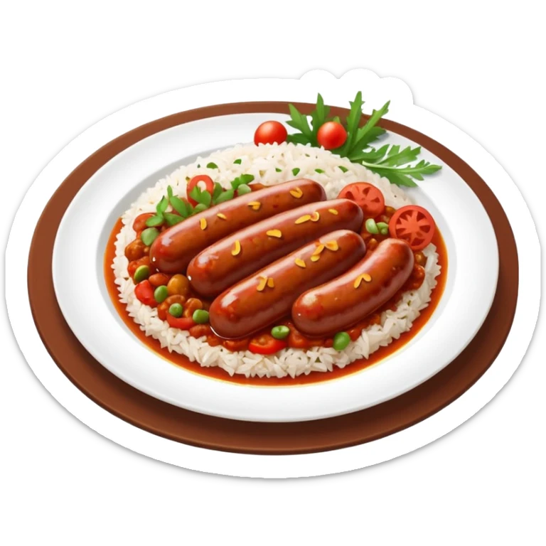 emoji of Rougail saucisse meal. Typical Reunion island meal sticker