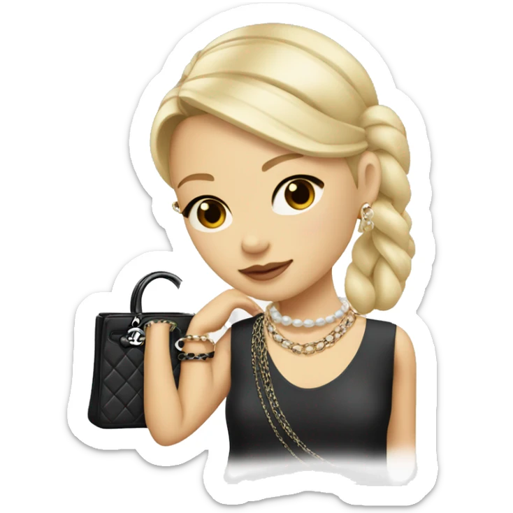 Blonde Chanel Asian Girl with Birkin bag and Chanel necklace sticker