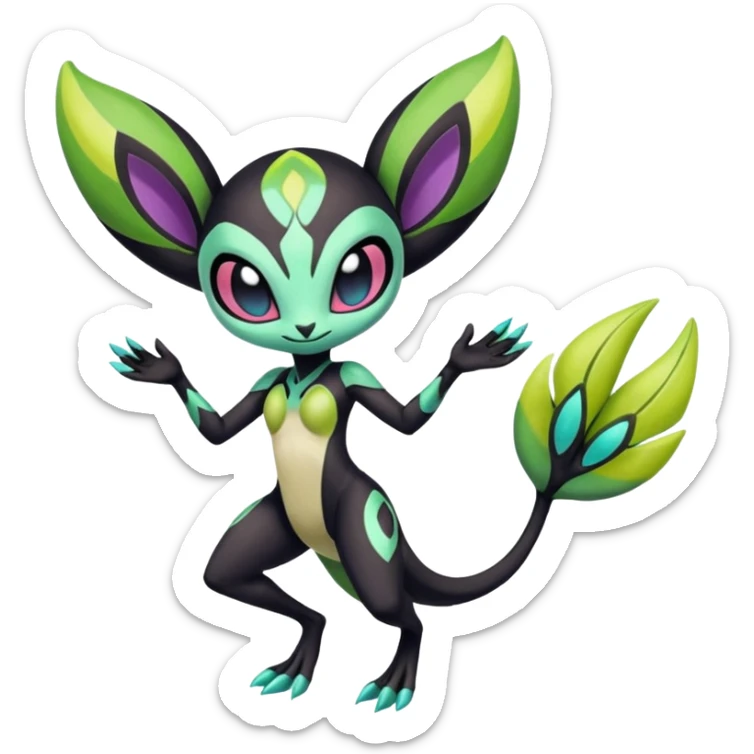 Colorful Exotic Meloetta-Virizion-Venom-Stitch-Fakémon-creature-hybrid sticker