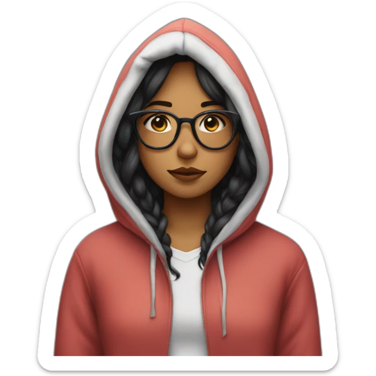 Anti social girl with glasses and hoodie meh sticker