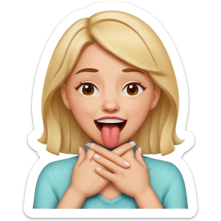 criss cross hands around throat choking self woman emoji tongue out laughing sticker