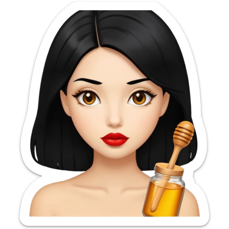 Girl with black hair, honey skintone and red lips sticker