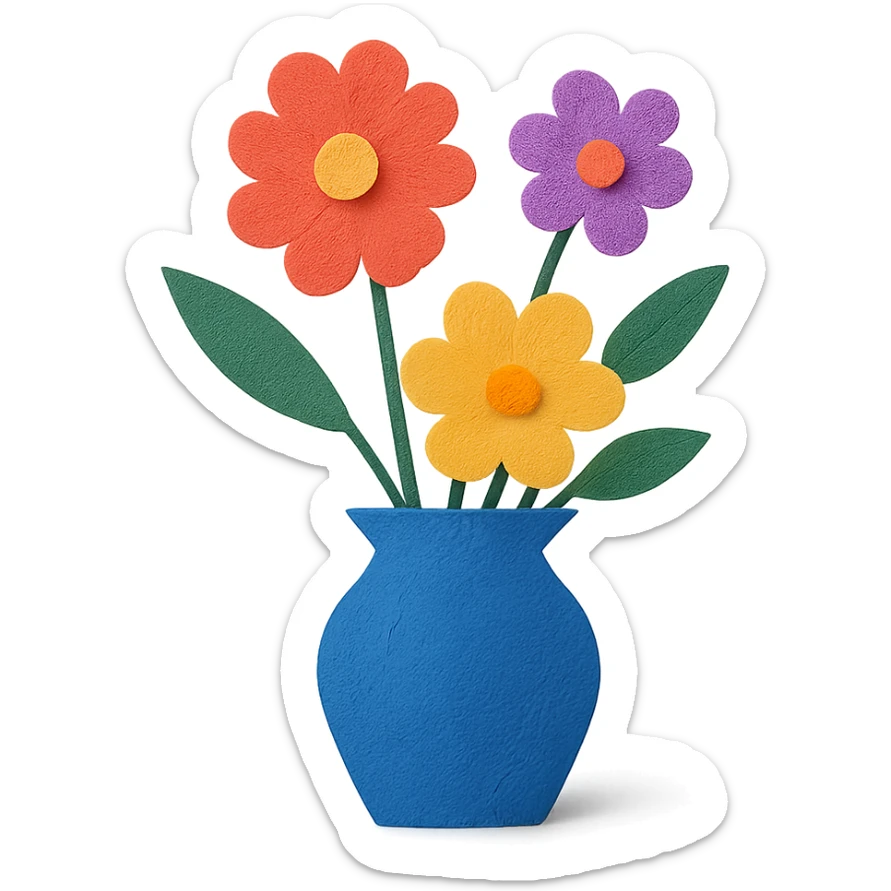 a vase with flowers sticker