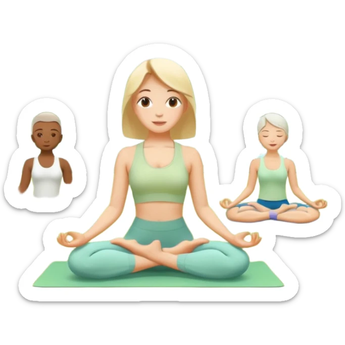 Ein Yogakurs der in einem grünen Park stattfindet im Sommer. sticker