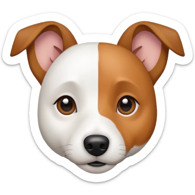 a fully white jack russell the size of a kelpie with light brown ears and a light brown patch on one eye sticker