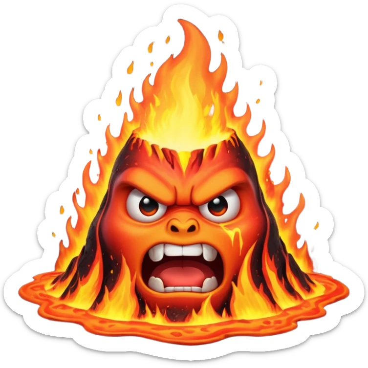 can i have an image of an angry volcano erupting with an angry fave sticker