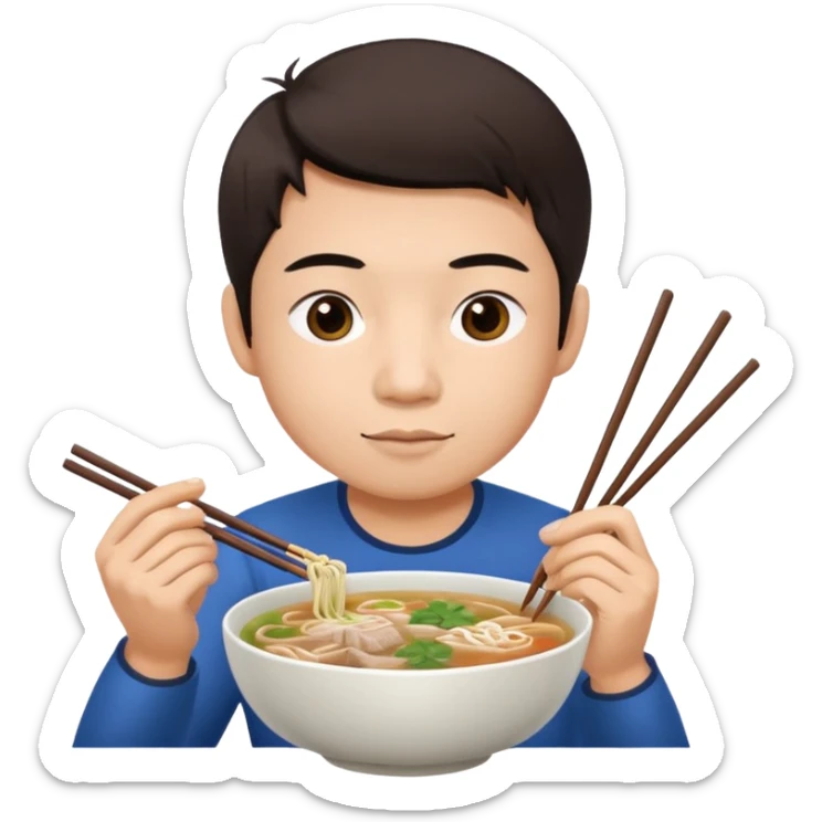 can you generate me a avatar of a male eating a bowl of pho? sticker