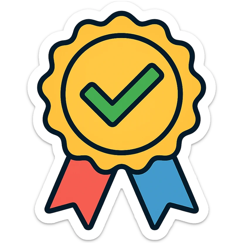 vector icon of a gold seal of trust emblem with subtle colorful accents, elegant and minimalist flat design, isolated on white, award badge style, 2D flat vector, trending icon look, soft shadows, no text, commercial use sticker