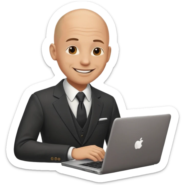 Good looking bald man who is a really super shopper and gets all the great deals and there really smart about getting on the Internet sticker