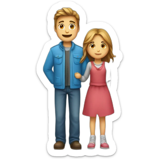 Un garcon et une fille avec un coeur au milieu sticker