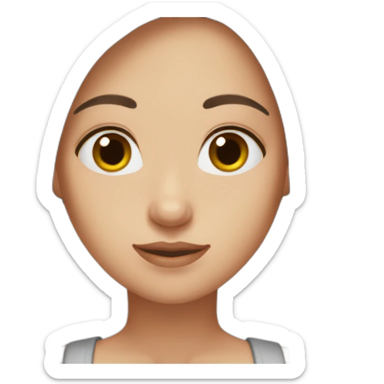 Girl with white skin and brown straight hair and brown eyes sticker