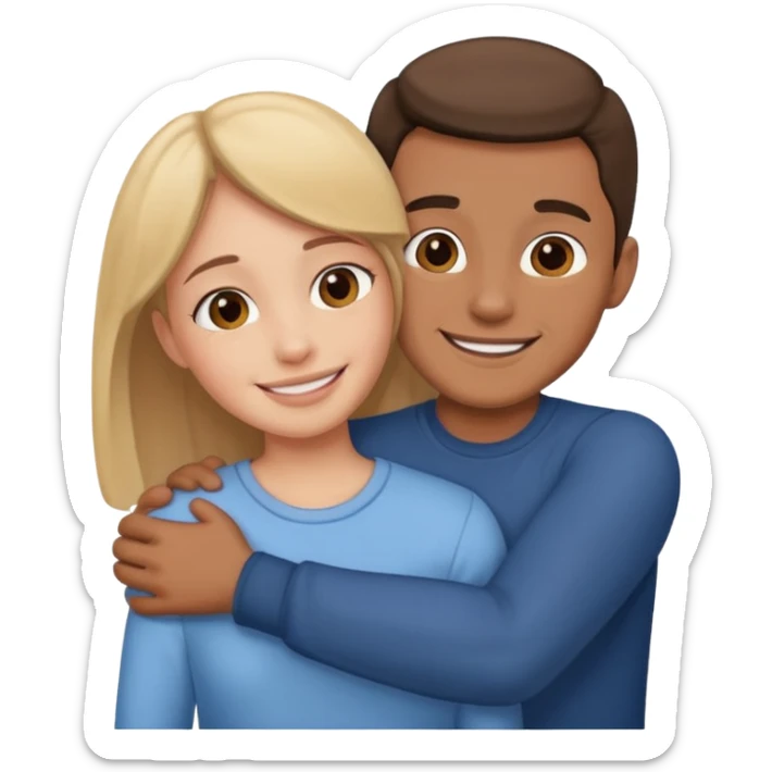 Texte ´Gros câlin’, en dessous un homme serre sa sœur dans ses bras sticker