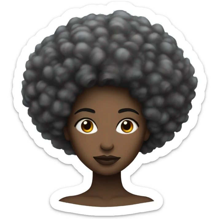 visage femme noir avec gros cheveux afro  sticker