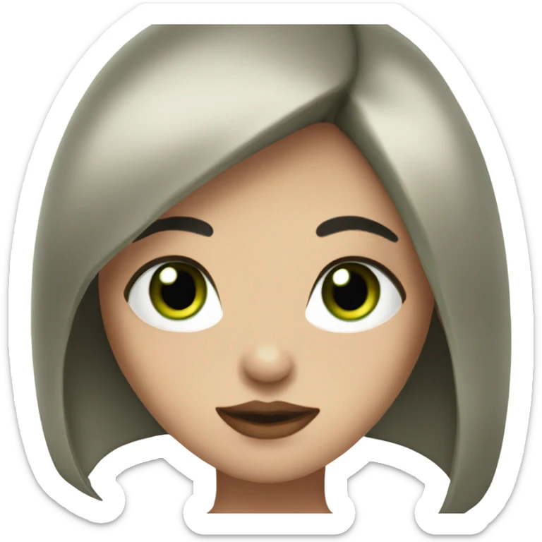 Girl with dark straight hair and green eyes and red-pink lips sticker