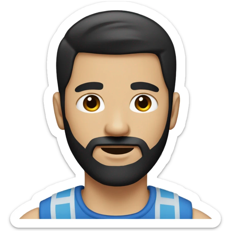 man with dark brown hair in the style of an undercut and black beard sticker