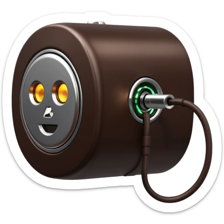 3D render of Data Port, futuristic cyborg aesthetic, fusion of organic skin and chrome metal, metallic socket embedded in dark brown skin, exposed wiring, Apple emoji style, isolated on white background --v 6.0. sticker