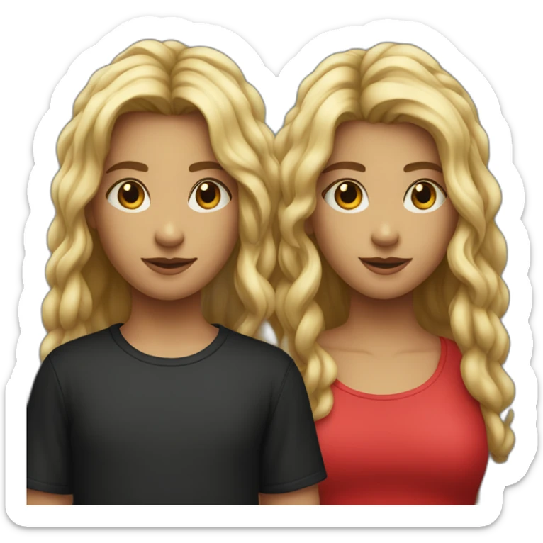 The twins are very similar to the middle hair, black, red T-shirt sticker