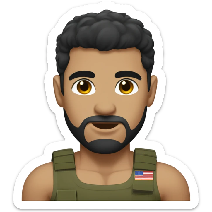 Caucasian, black hair, hairy body, Bodybuilder, high and tight military haircut, wearing undies sticker