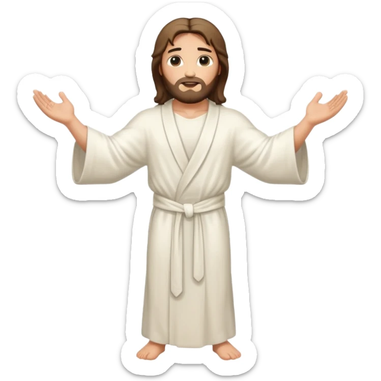 fullbody jesus christ jacked, sleeveless white robe and arms crossed sticker