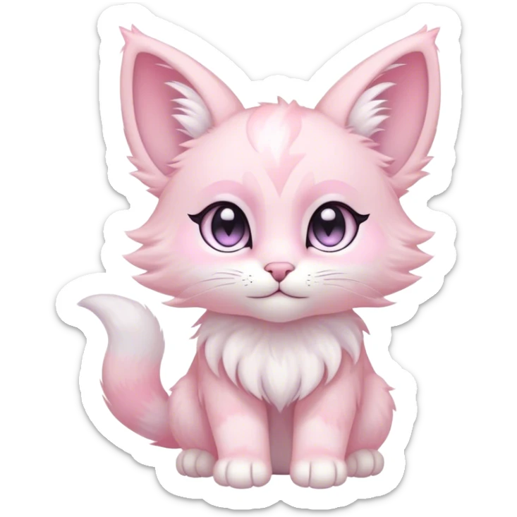 Kawaii bright fantasy pastel ethereal anthro feline fursona animal creature sticker