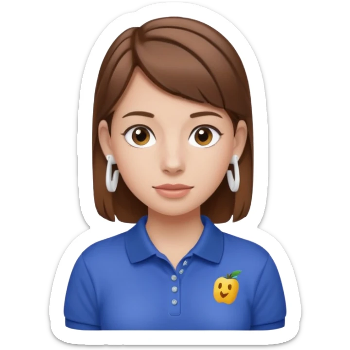 Girl with brown hair with airpods wearing a wegmans polo sticker