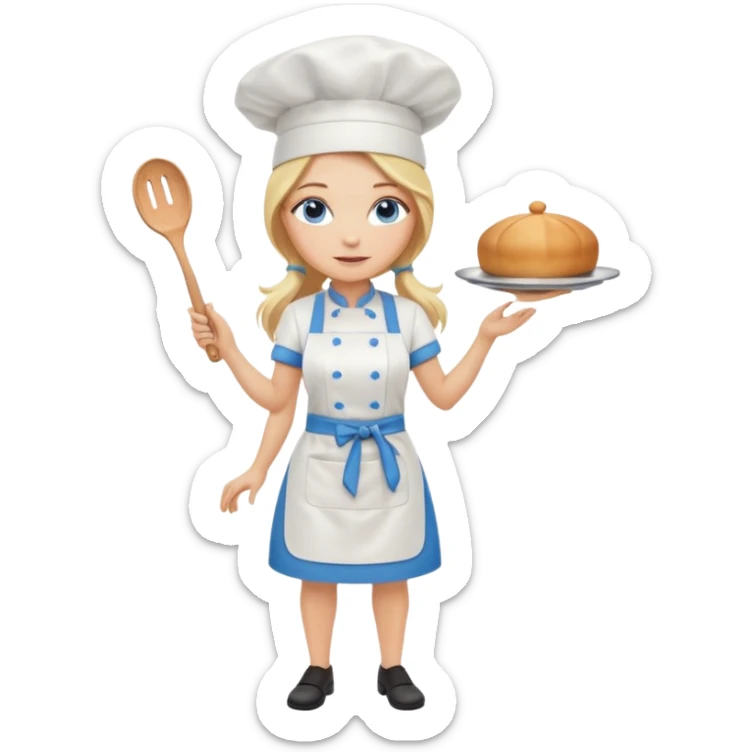 Full body 
Sexy Long Blonde hair blue eyed female chef sticker