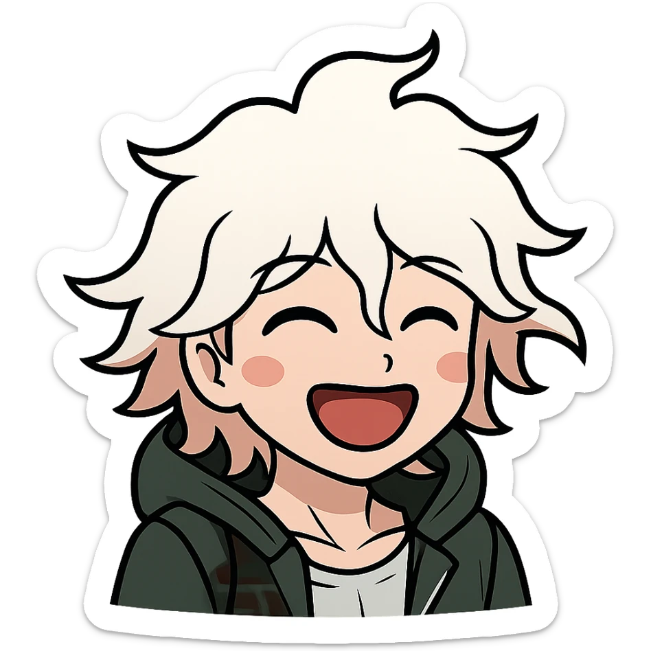 Danganronpa style emoji of Nagito Komaeda sticker