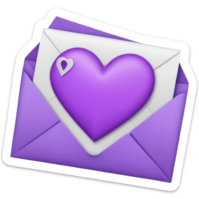 IOS's love letter emoji but with a purple heart instead of a red heart sticker
