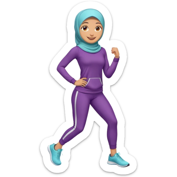 High resolution full body of a girl wearing a hijab and is a fitness trainer sticker
