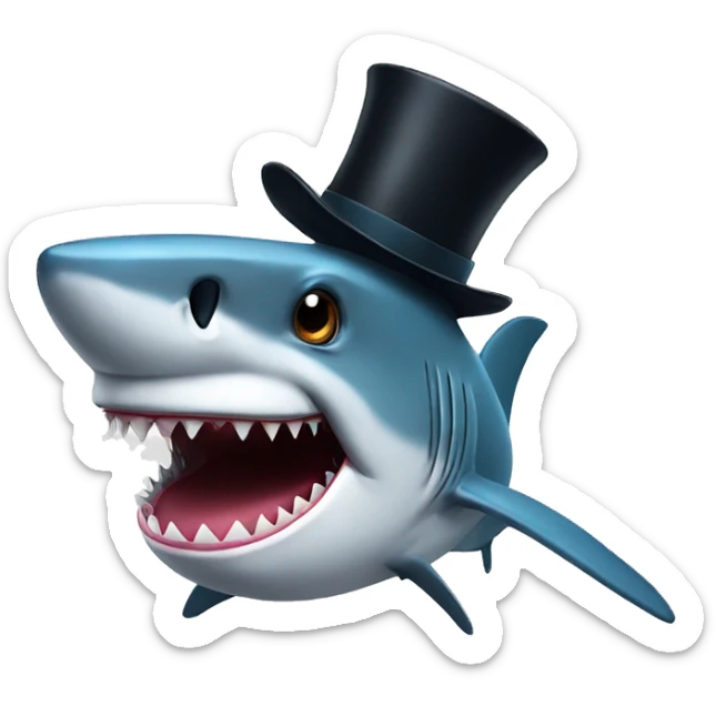 Shark with a top hat sticker