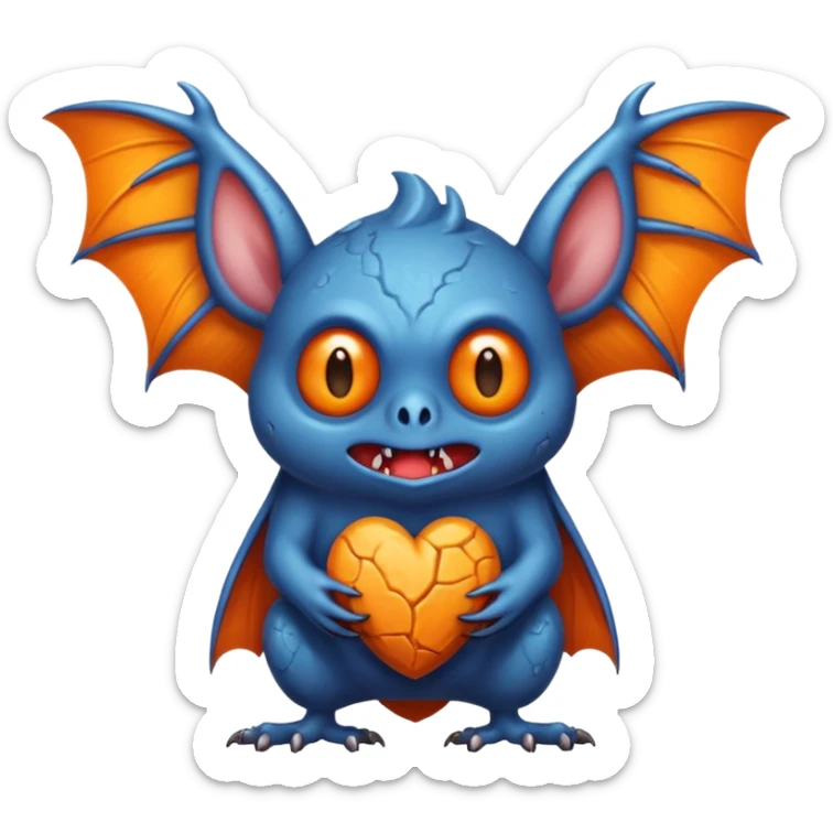 Monstre a corp craquelé fait de lave avec des ailes de chauve-souris et un tête de pierre carbonisé avec une mâchoire carré  sticker