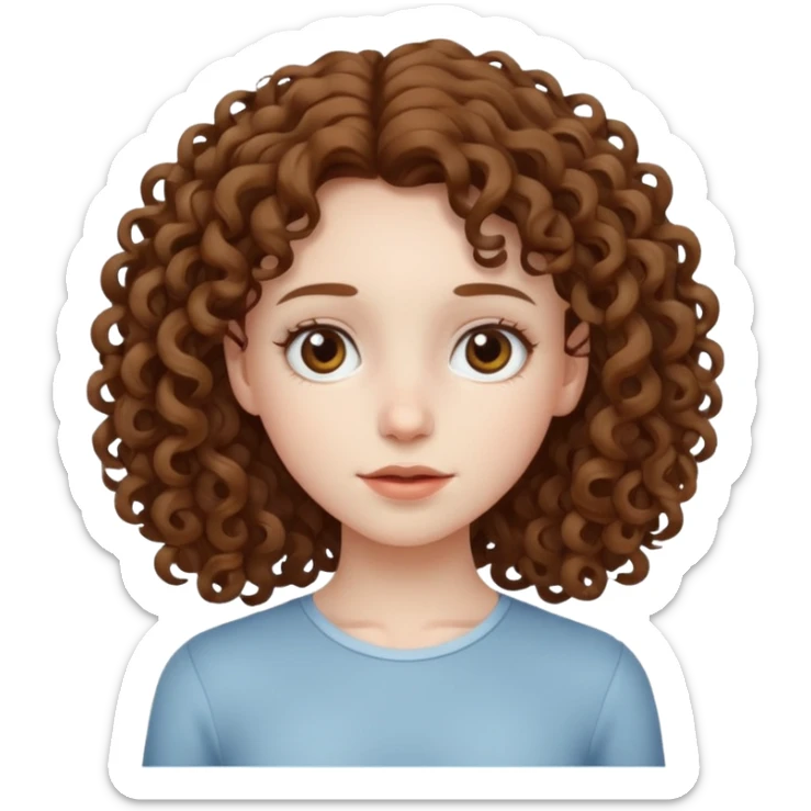Girl with curly hair white skinny pale skin sticker