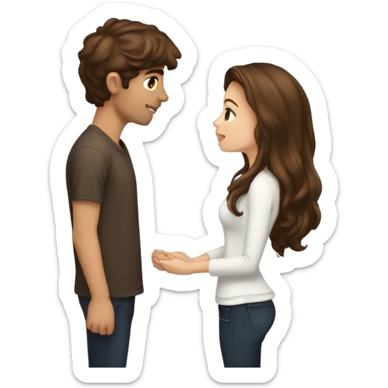 Girlfriend brown hair kissing boyfriend brown hair  sticker