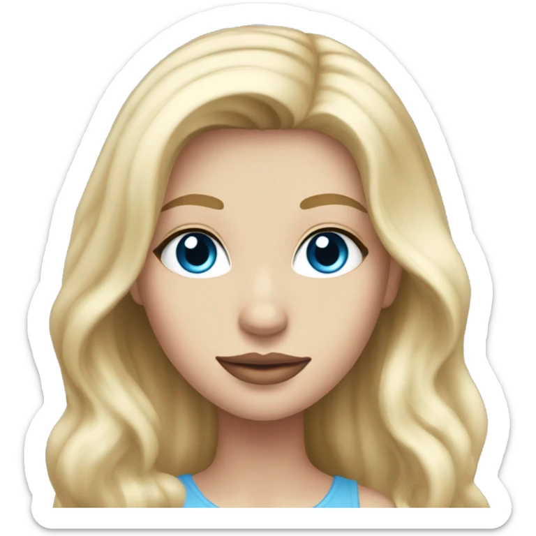 A white blonde girl with long hair and blue eyes and light pink lips sticker