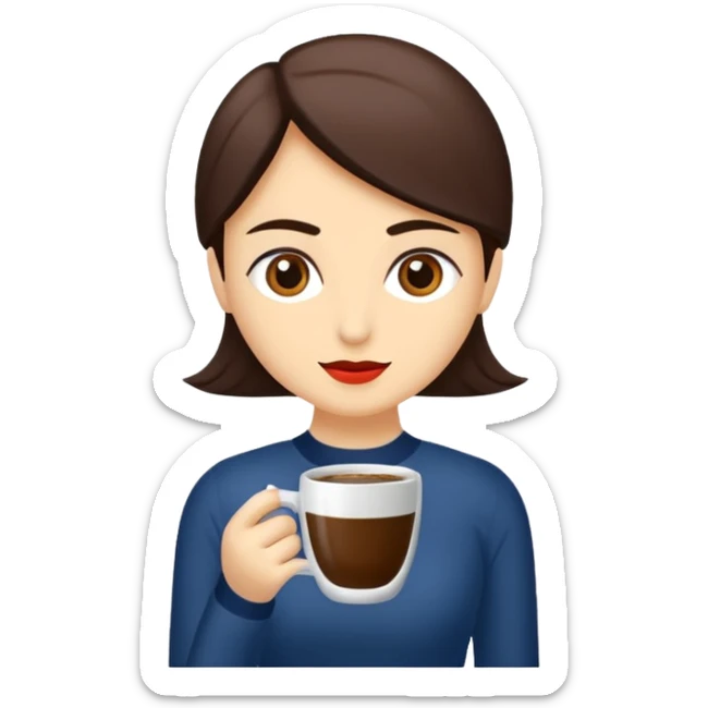 Uzun kahverengi dalgalı saçlı kahverengi gözlü esmer perçemli üzerinde lacivert parmak detaylı body olan bir kız yap saçları kabarık olmasın sticker