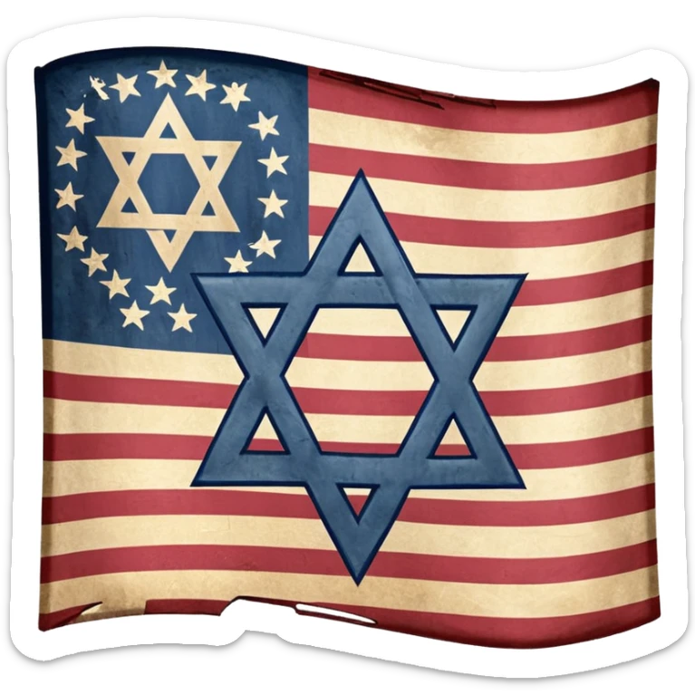 United States flag with a swastika symbol and star of david symbol on the flag sticker