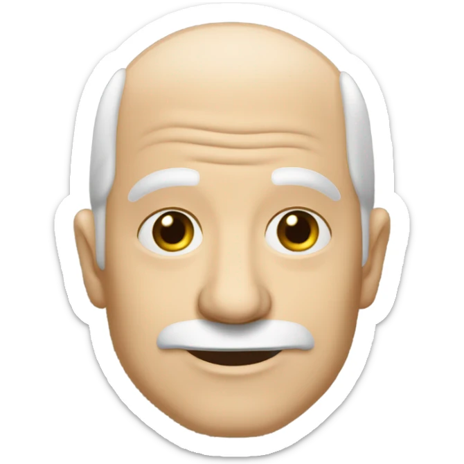 white old man with lots of wrinkles a bald head but with grey sideburns and beard sticker