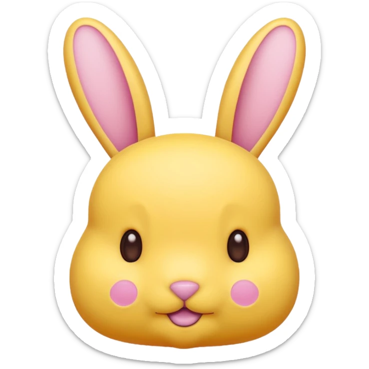 peeps bunny all yellow with three brown dots for eyes and nose no hair no pink sticker
