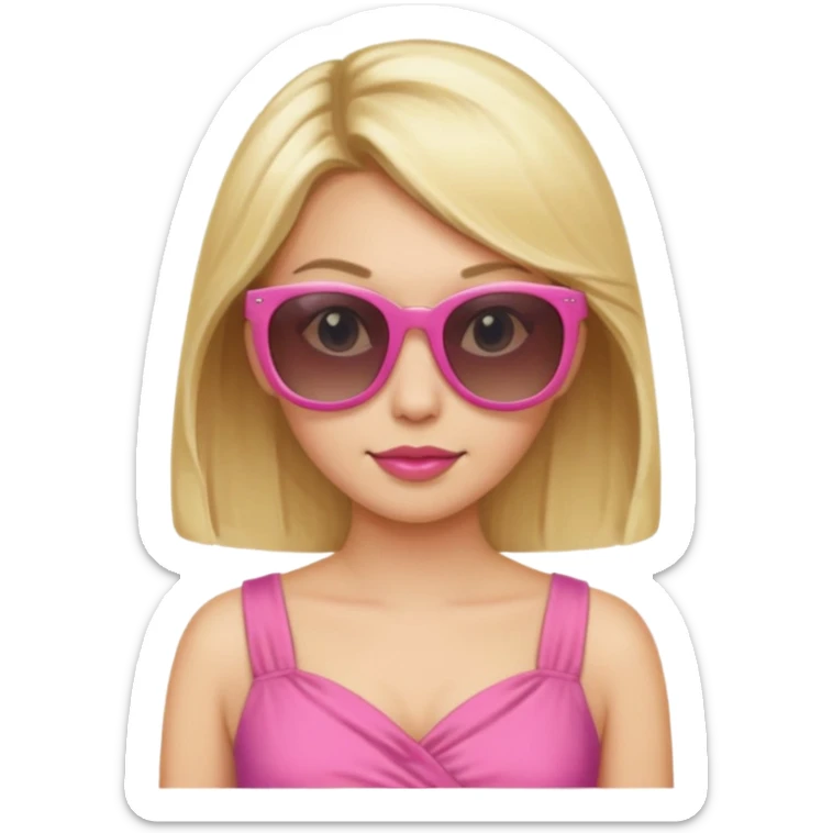 dior women with long blonde hair, pink dress, wear sun glasses sticker