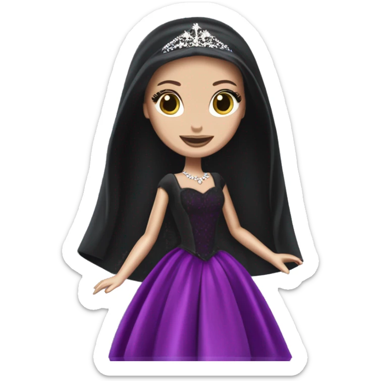 Principessa Barbie, teen Morticia Addams,cute,showing off, show full body,happily mourning accessories veil sticker