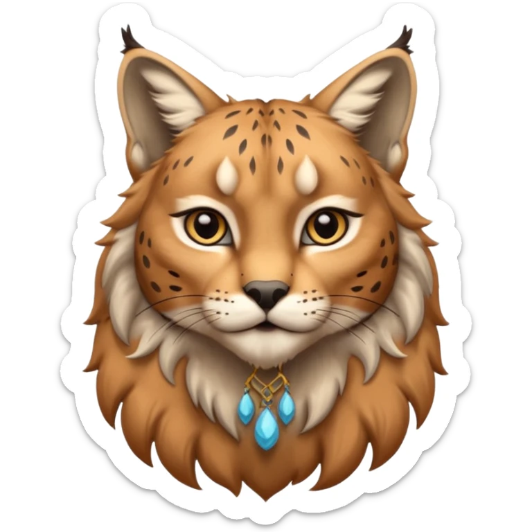 A high-resolution photo-realistic digital illustration of a majestic youg lynx, chest upward  sticker