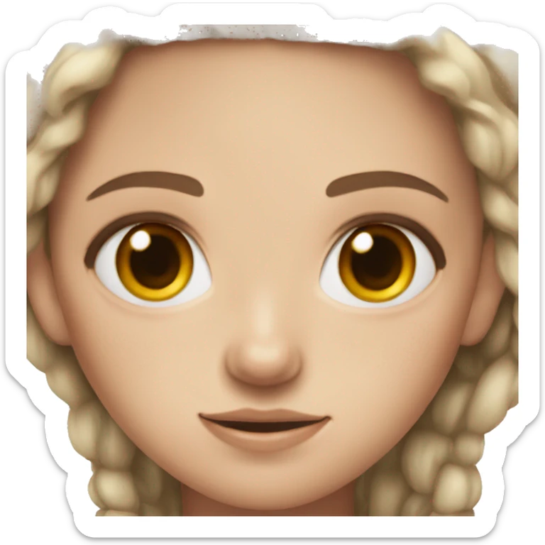 white girl with freckles, brown choppy hair, brown eyes, face piercings  sticker