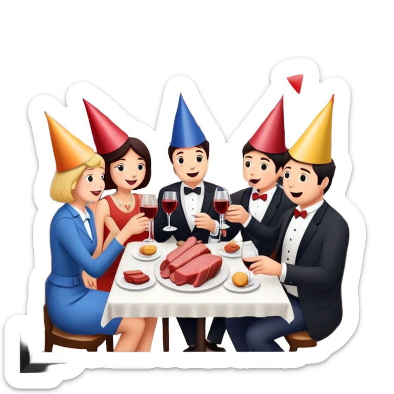 artist wine Party at a french SPAM meat cafe LANDSCAPE  sticker