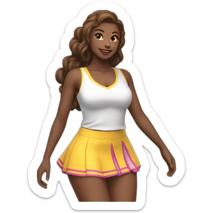 Back view Full body curvy beauty cheerleader short skirt skirt dancing kankan sticker