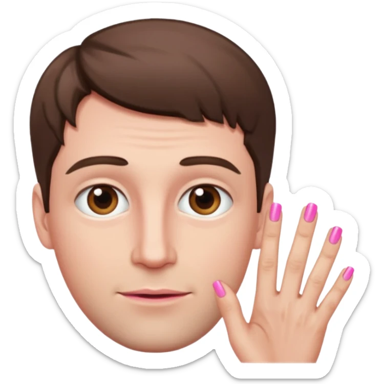 White man with short brown hair, long face, and pink nails like this 💅  sticker
