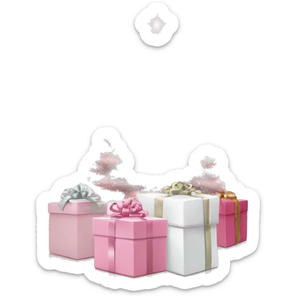 Light pink Christmas gifts under a white Christmas tree  sticker