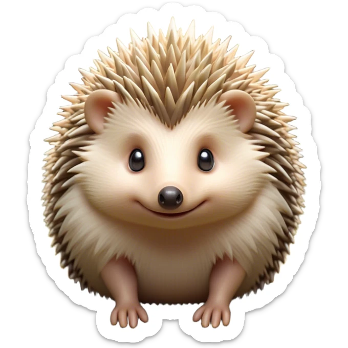 Cinematic Adorably Cute Hedgehog Portrait Emoji, Poised with a round, spiky yet cuddly body and bright, curious eyes peeking from beneath a soft array of quills, Simplified yet irresistibly adorable features, highly detailed, glowing with a warm, gentle forest glow, high shine, lively and endearing, stylized with an air of woodland cuteness, soft glowing outline, capturing the essence of a playful hedgehog that appears ready to scurry out of the screen with delightful charm! sticker