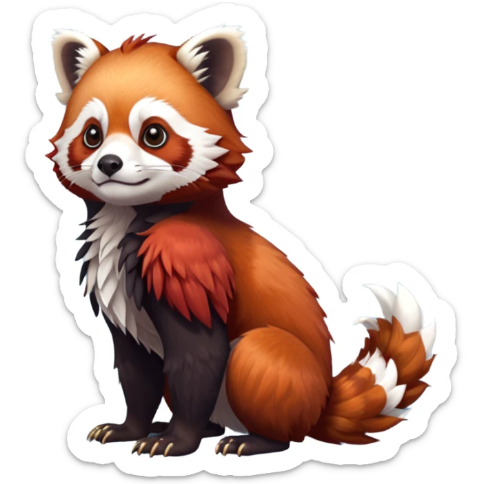Red-Panda-Gryphon-Griffin-Griff-Avian-hybrid, full body, cute, realism, hyper-realistic  sticker