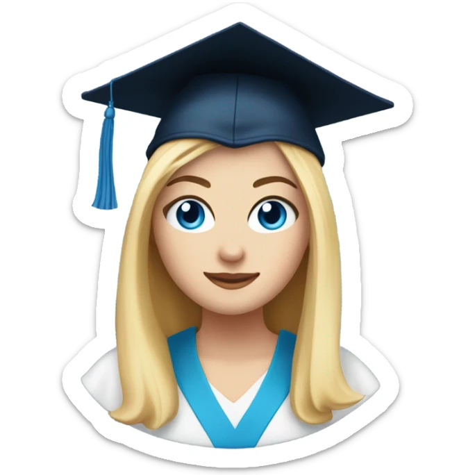 White girl with blue eyes and blonde hair graduate sticker